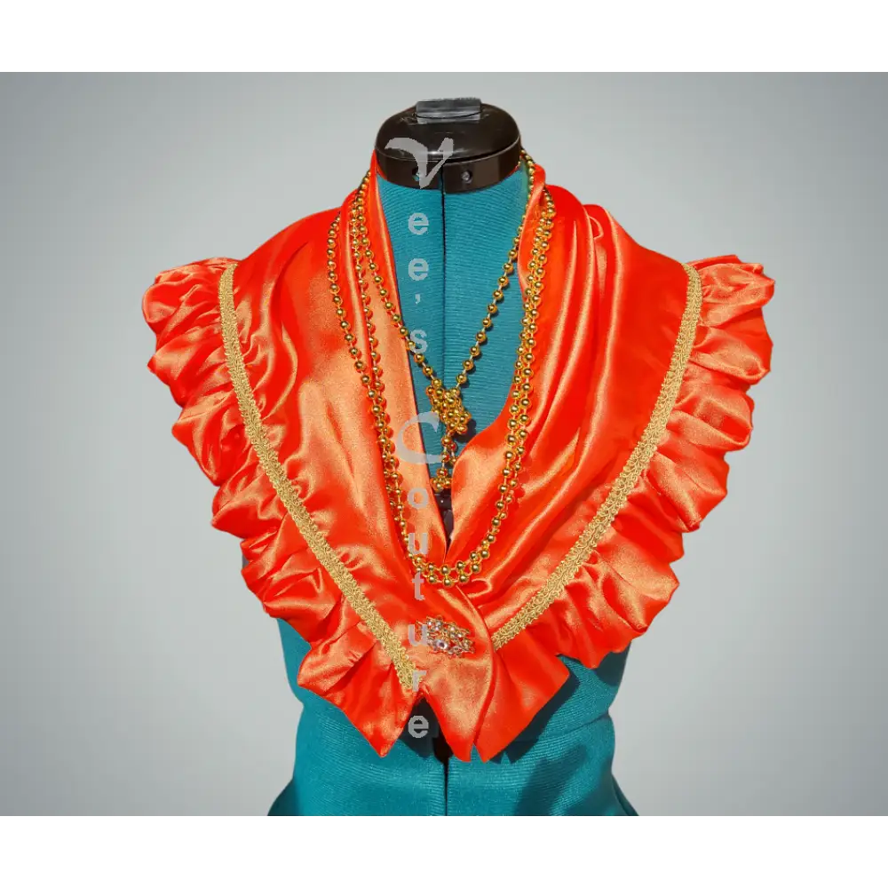 Traditional Foula With Ruffles Orange Foula